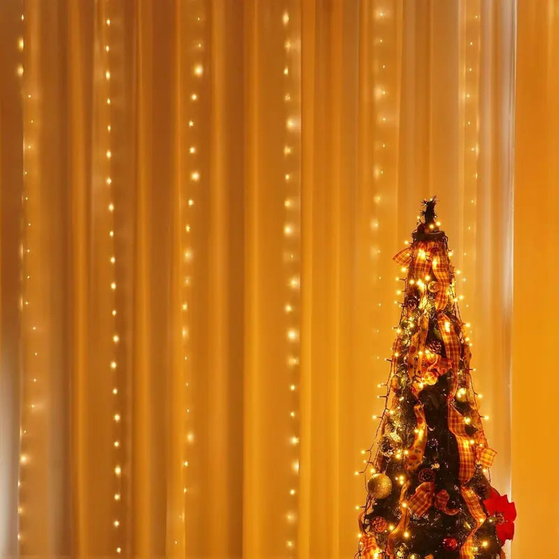 300 LED Warm White Curtain String Lights, 9.8Ft x 9.8Ft, Waterproof with 8 Lighting Modes for Bedroom, Wedding, Christmas, and Garden Decor