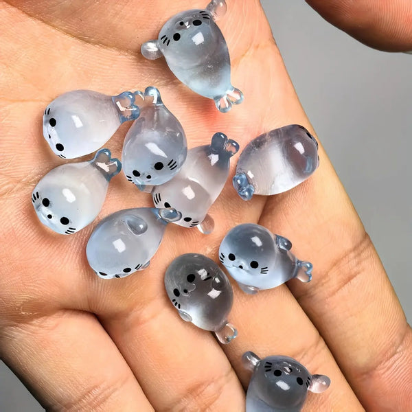 Glowing Mini Seal Resin Figurines Set - Creative Animal Desktop Decor, Unique Collectible Models, Ideal Gift for Home Decoration