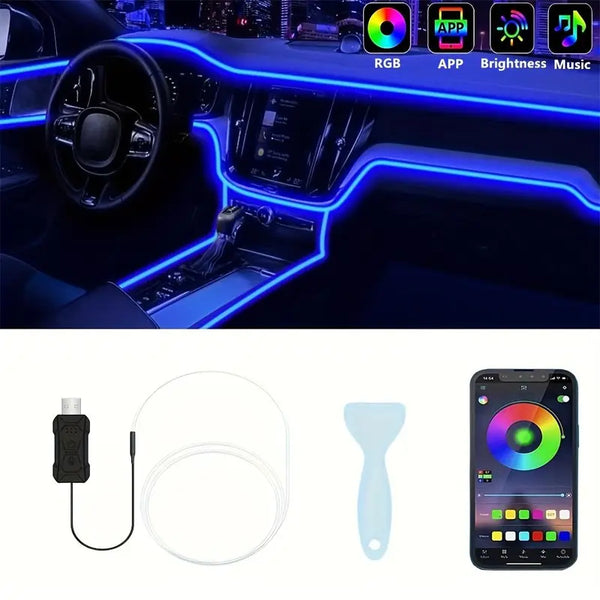 5M Dynamic Color LED Strip Lights - Vehicle Accessory for Interior Ambiance, App Control, and Music Synchronization