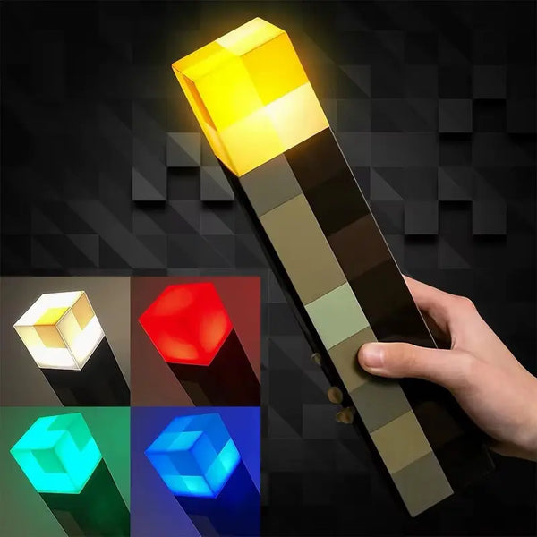 Minecraft Brownstone Torch LED Lamp - Touch Control, USB Rechargeable Night Light for Kids - Durable Design for Smartphones and USB Charging
